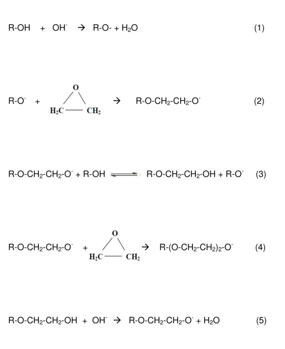 Figura 8- Representação do mecanismo proposto para a reação de etoxilação em meio alcalino