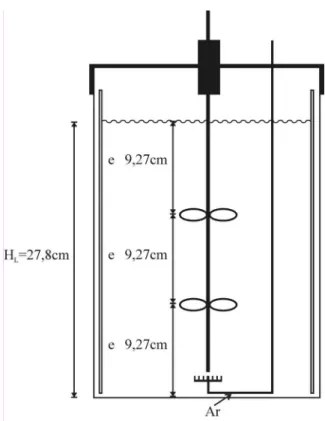 Figura 8 – Esquema ilustrativo do biorreator com valores de dimensionamento calculados de acordo com  o volume reacional utilizado