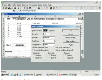 Figura 4 - Opções do Solver.