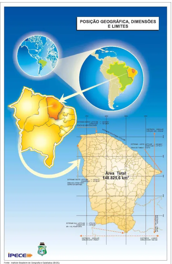 FIGURA 2 – Posição geográfica do estado do Ceará. Fonte: Instituto de Pesquisa e Estratégia Econômica  do Ceará (IPECE)