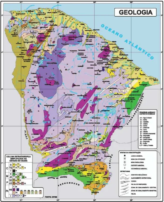 FIGURA 4 – Geologia do Estado do Ceará. Fonte: Secretaria de Recursos Hídricos do Estado do Ceará  (SRH), 2005