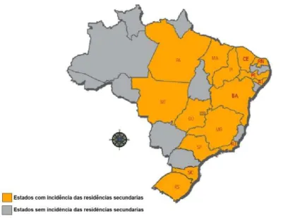 Figura 18: Unidades da federação com maior incidência de segunda residência de turistas estrangeiros     Fonte: EMBRATUR, 2008