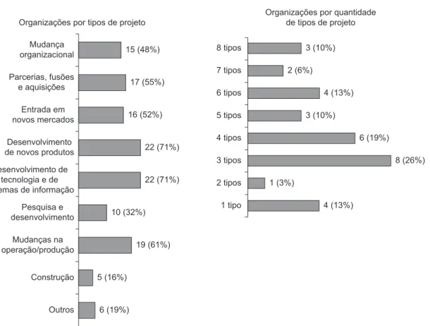 Figura 2. Categorias de projetos por organização.