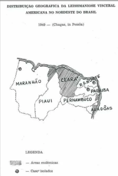 Figura 2 - Distribuição da Leishmaniose Visceral Americana no Nordeste do Brasil 