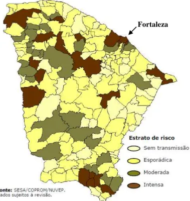 Figura 6  –  Estratificação de risco para transmissão de LVA no Estado do Ceará, 2005-2007