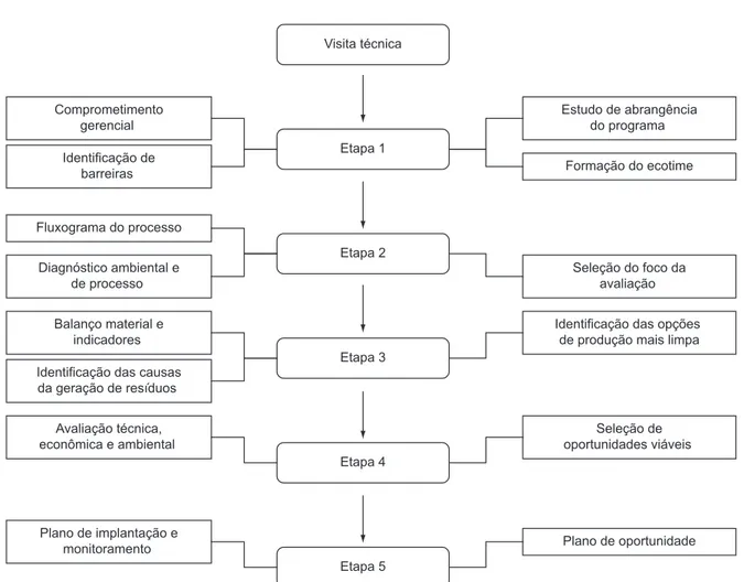 Figura 2. Passos para implementação de um programa de Produção mais Limpa. Fonte: CNTL (2003).