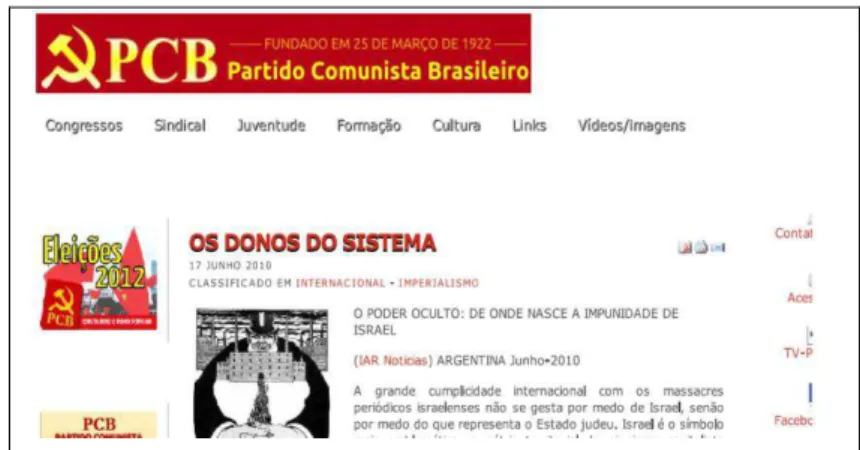 Figura 3 - Fragmento inicial da página web do PCB com o texto de Manuel Freytas. 