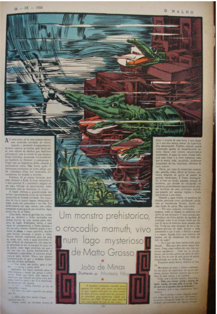 Figura 1  – Primeira página da narrativa de João de Minas publicado em O Malho, 1933. 