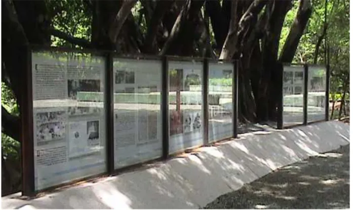 FIGURA 3: Expositor posicionados no Parque Municipal Lagoa do Nado – 2009. Clarita Ribeiro Gonzaga