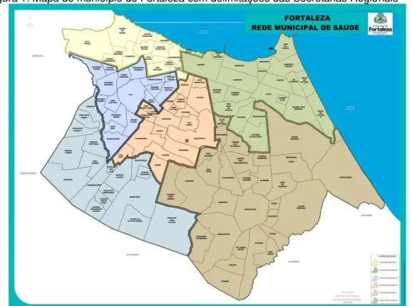 Figura 1: Mapa do município de Fortaleza com delimitações das Secretarias Regionais 