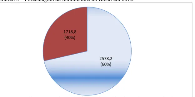 Gráfico 3  –  Porcentagem de feminicídios do Brasil em 2012 