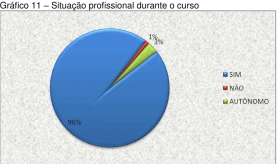 Gráfico 11  –  Situação profissional durante o curso