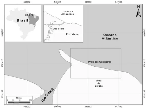 Figura 1  –  Localização da área estudada, nas proximidades da foz do rio Ceará, oeste do município de Fortaleza