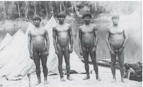 Figura 7: Grupo de índios meinaco, do Pará, 1894, foto de Paul Ehrenreich, coleção do Institut für Länderkunde (Vasquez, 2000)