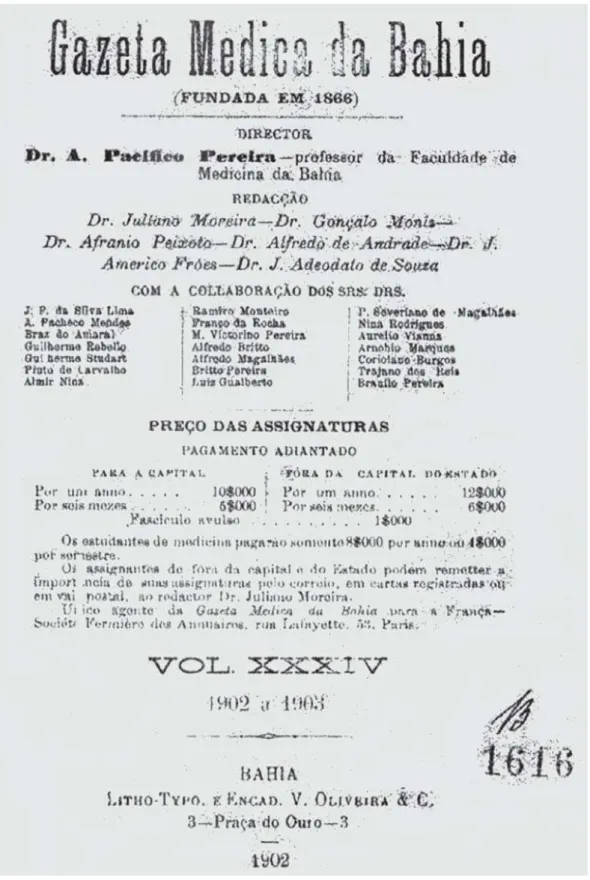 Figura 4: Juliano Moreira como primeiro nome na equipe de redação, 1902
