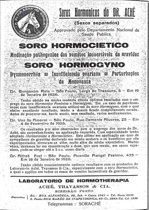 Figura 2 – Anúncio na Revista de Ginecologia e d'Obstetricia, v.20, n.11, nov. 1926