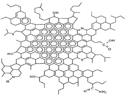 Figura 7: Estrutura de uma molécula de asfalteno, segundo o modelo de YEN  
