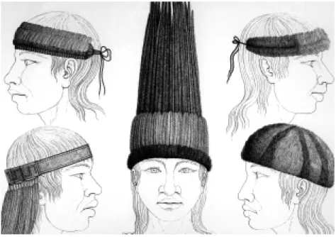 Figura 5  Ornamentos de cabeça de índios da Amazônia (Ferreira, 1971, pranchas 129, 130, 131-35, 137 e 139).
