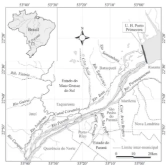 Figura 1. Localização da área estudada. Planície de Inundação  do Alto Rio Paraná e seu entorno, Mato Grosso do Sul e Paraná,  Brasil