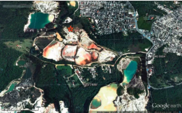 Figura 1. Vista aérea da Mineradora Viterbo Machado, São Paulo,  SP, Brasil.       - Área de estudo