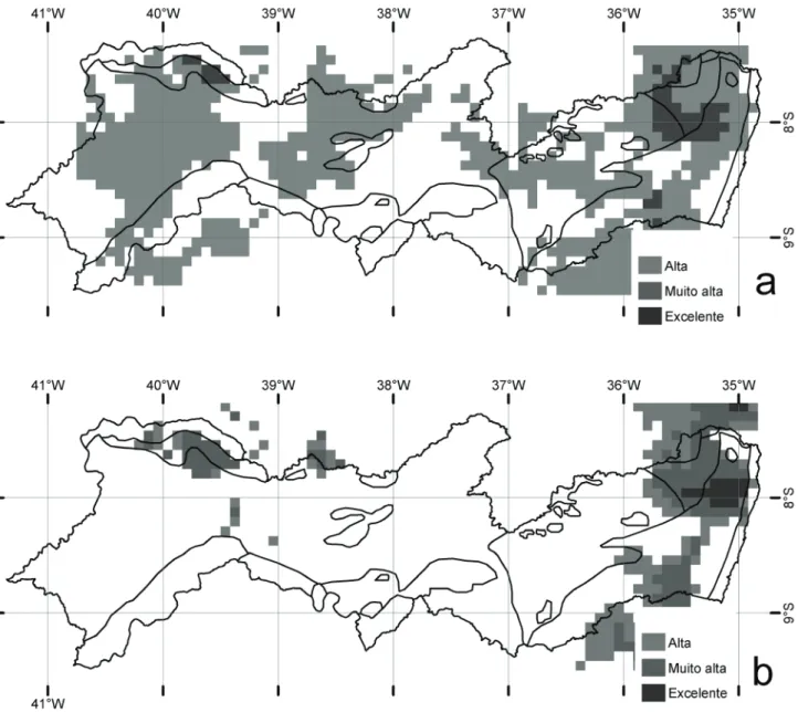 Figura  5.  a.  Modelagem  da  distribuição  provável  das  31  espécies  de  Paspalum  analisadas  neste  estudo,  com  base  nas  19  variáveis  bioclimáticas do Worldclim