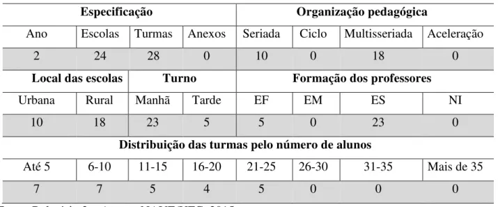Tabela 6 − Informações das turmas avaliadas em Castelo do Piauí 