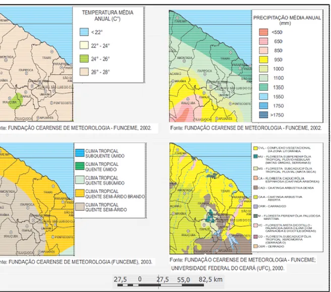 Figura 5. Características climáticas e vegetacionais do município de Trairi e região. Fonte : Ipece