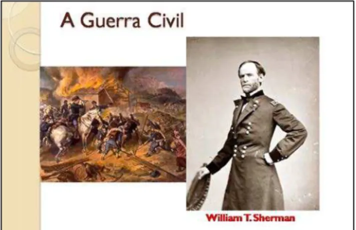 Figura  4  –  Slide sobre a Guerra Civil Norte-Americana,  parte das apresentações sobre aspectos históricos do  estado da Georgia