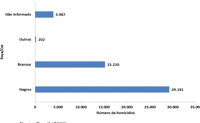 Figura 1 - Número de homicídios por raça/cor da vítima. Brasil, 2006. 