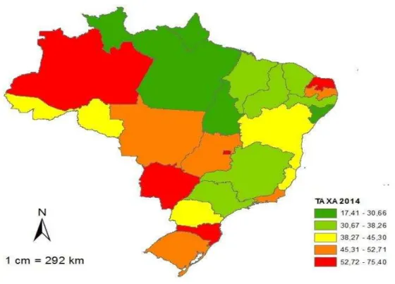 Tabela 6 - Distribuição da taxa de abuso sexual apresentando um ranking dos dez Municípios  Cearenses em destaque, no período de 2011 a 2014