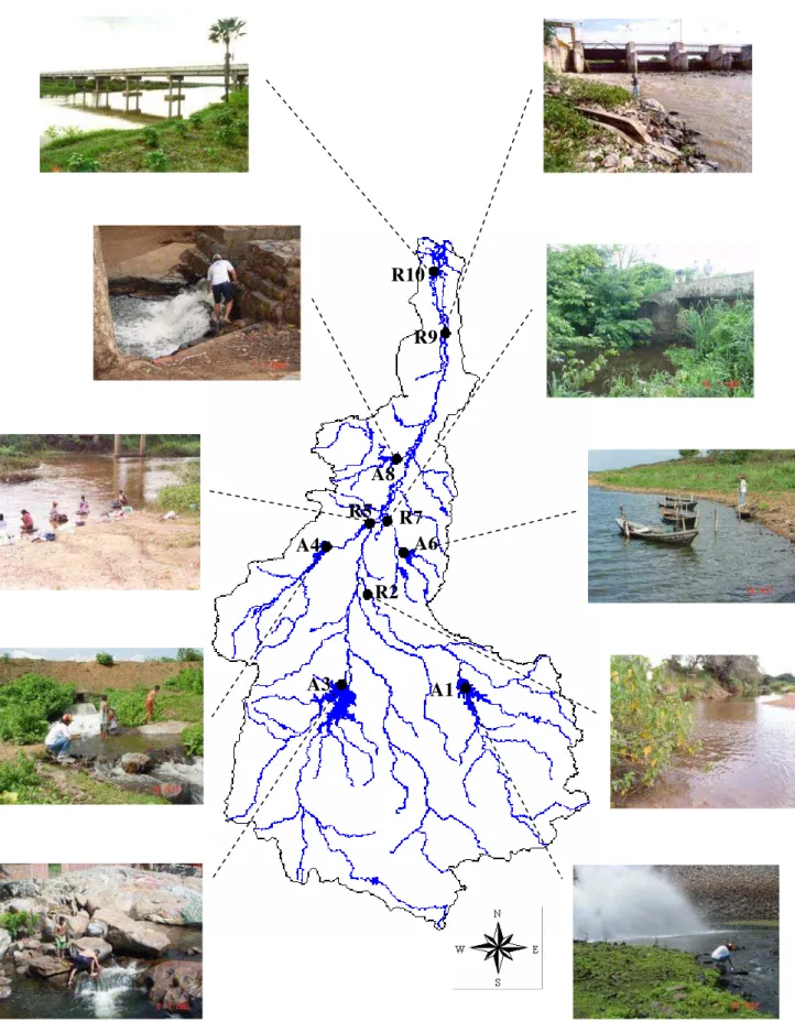 FIGURA 10 - Identificação dos locais amostrados ao longo da bacia do rio Acaraú (Ver  Tabela 7)