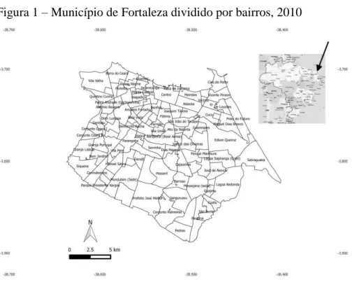 Figura 1  –  Município de Fortaleza dividido por bairros, 2010 