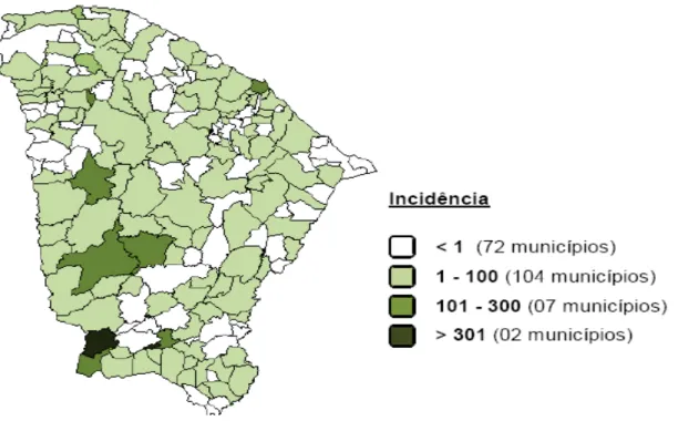 Figura 4: Incidência de dengue no Ceará no ano de 2009.  
