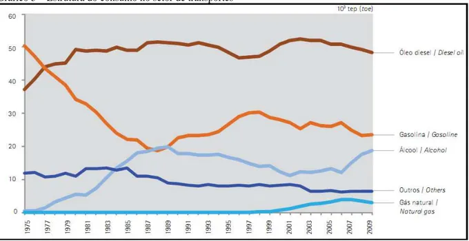 Gráfico 5 – Estrutura do consumo no setor de transportes 