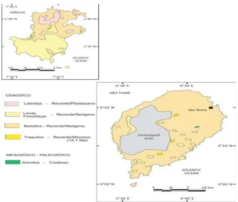 Figura 2.1 – Mapa geológico das ilhas de São Tomé e Príncipe.