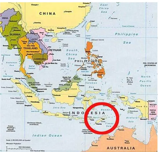 Figura 1 - Mapa de localização de Timor-Leste na Ásia. 