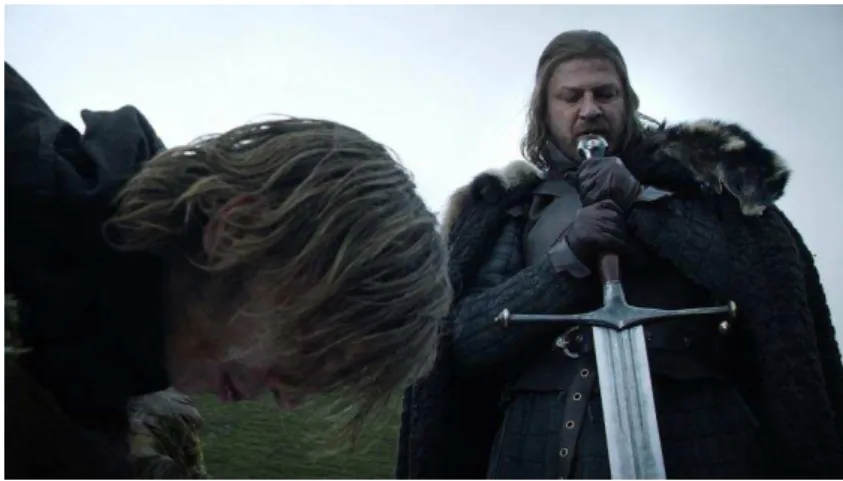 Figura 4  –  Lorde Eddard Stark cumprindo a sentença de execução de um desertor 
