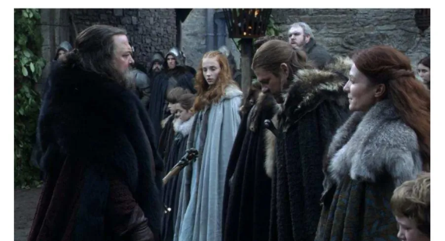 Figura 5  –  Lorde Eddard Stark e sua família recepcionando o rei Robert Baratheon 