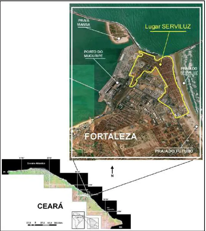 Figura 1.1 – Localização do lugar Serviluz na cidade de Fortaleza – Ceará. Organizado por Ernandy  Luis Vasconcelos de Lima