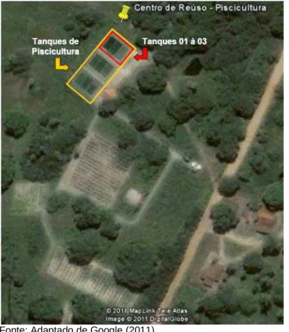 Figura 10 - Imagem de satélite do Centro de Pesquisa sobre Tratamento de Esgotos  e Reúso de Águas, Aquiraz-CE, Brasil, 2011