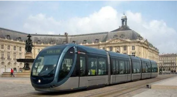 Figura 1 - O tramway na praça Place de la Bourse , em Bordeaux-França    