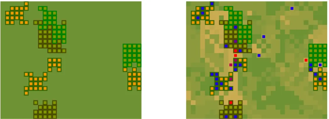 Figure 1.  The world before and after the creation of agents. 