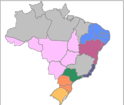 FIGURA - 2: Área de atuação das empresas que compõem a operadora pesquisada  Fonte: Pesquisa documental realizada junto a empresa 