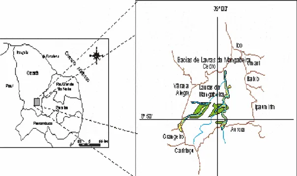 Figura 2.1 – Localização da Bacia Sedimentar de Lavras da Mangabeira. 
