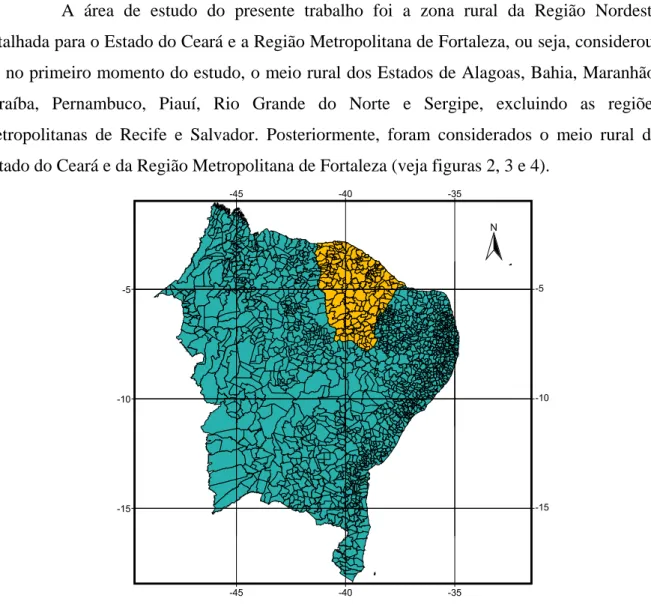 Figura  2  –  Malha  municipal  da  Região  Nordeste,  em destaque o Estado do Ceará.