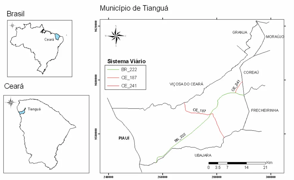 FIGURA 04 – Mapa de localização e acesso do município de Tianguá.