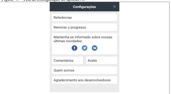 Figura 03  –  Tela de configuração do aplicativo. 