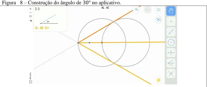 Figura 08  –  Construção do ângulo de  °  no aplicativo. 