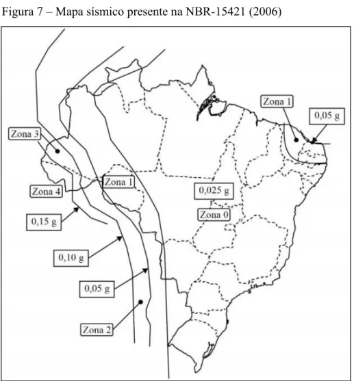 Figura 7 – Mapa sísmico presente na NBR-15421 (2006) 