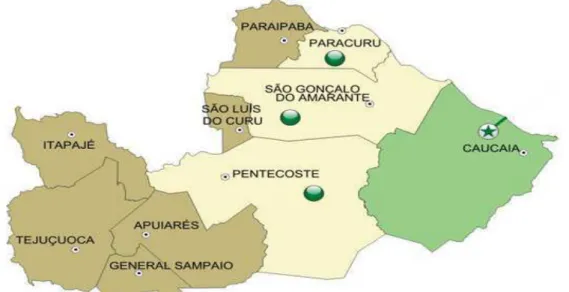 Figura  1.  Mapa  com  os  municípios  da  região  da  2ª  Coordenadoria  Regional  de  Saúde  (CRES) 